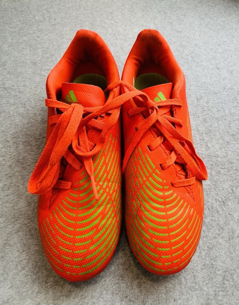 adidas Predator Soccer Cleats Youth US 4 Orange Green Studded Shoes